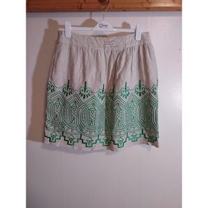 Madison Women's 100% Linen Skirt Beige/Green  Size L